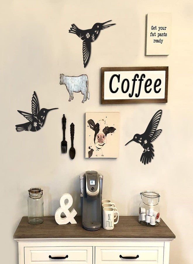 Daogtc Metal Hummingbird Wall Art Decor-Black Metal Wall Art,Bird Wall Sculpture for Home Kitchen Patio Bedroom Living Room Bathroom(3 Pack) - Image 4